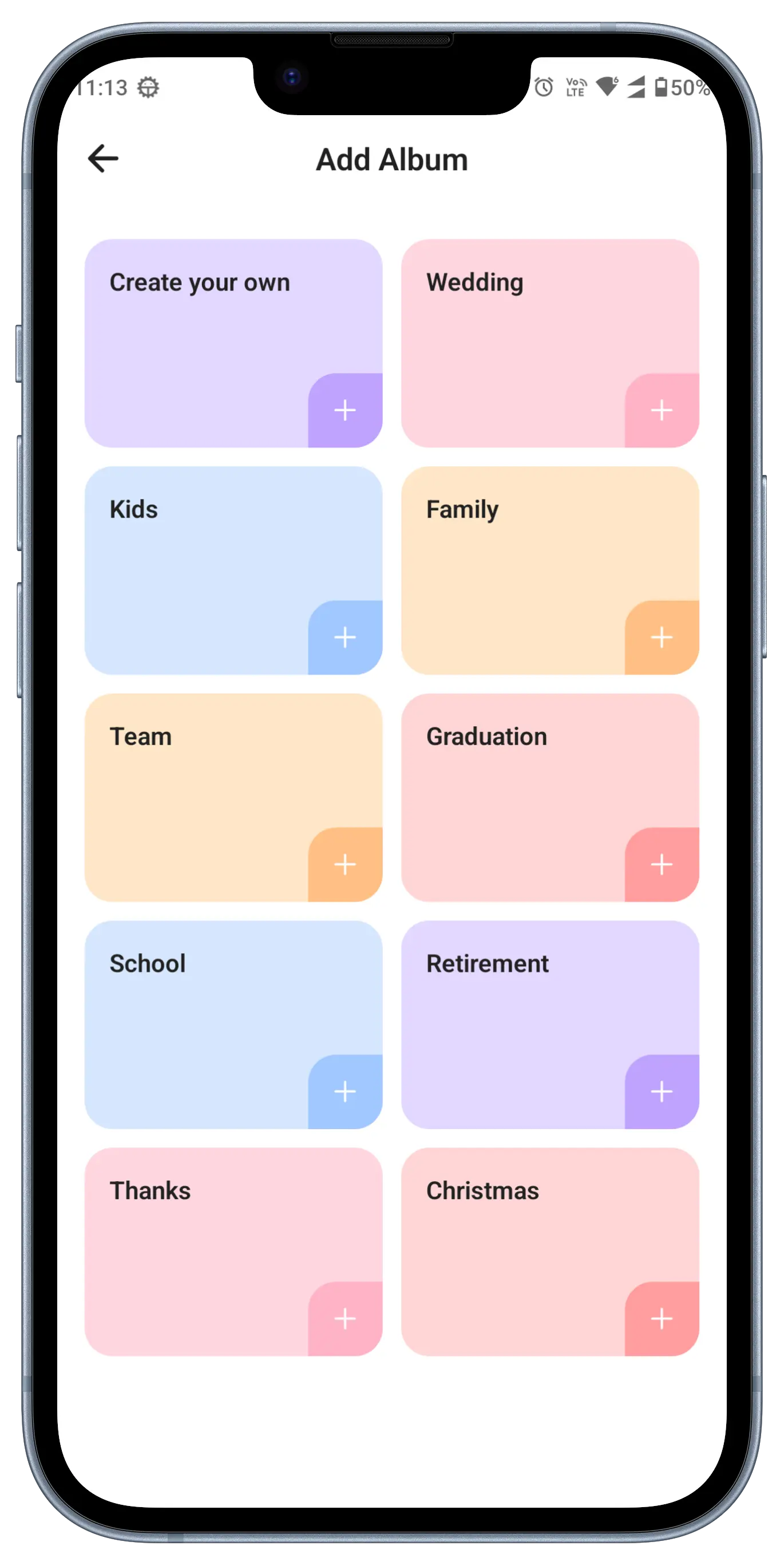 Canvas For Life - Albums Screen