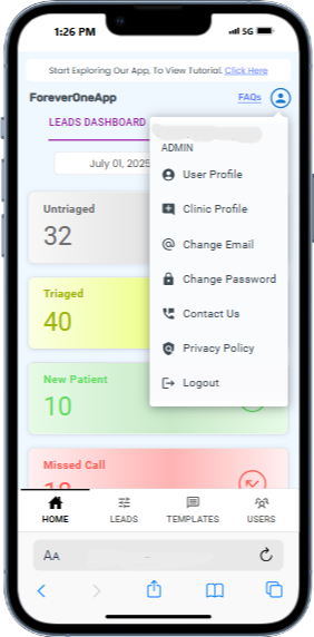Patient Lead Management List Screenshot