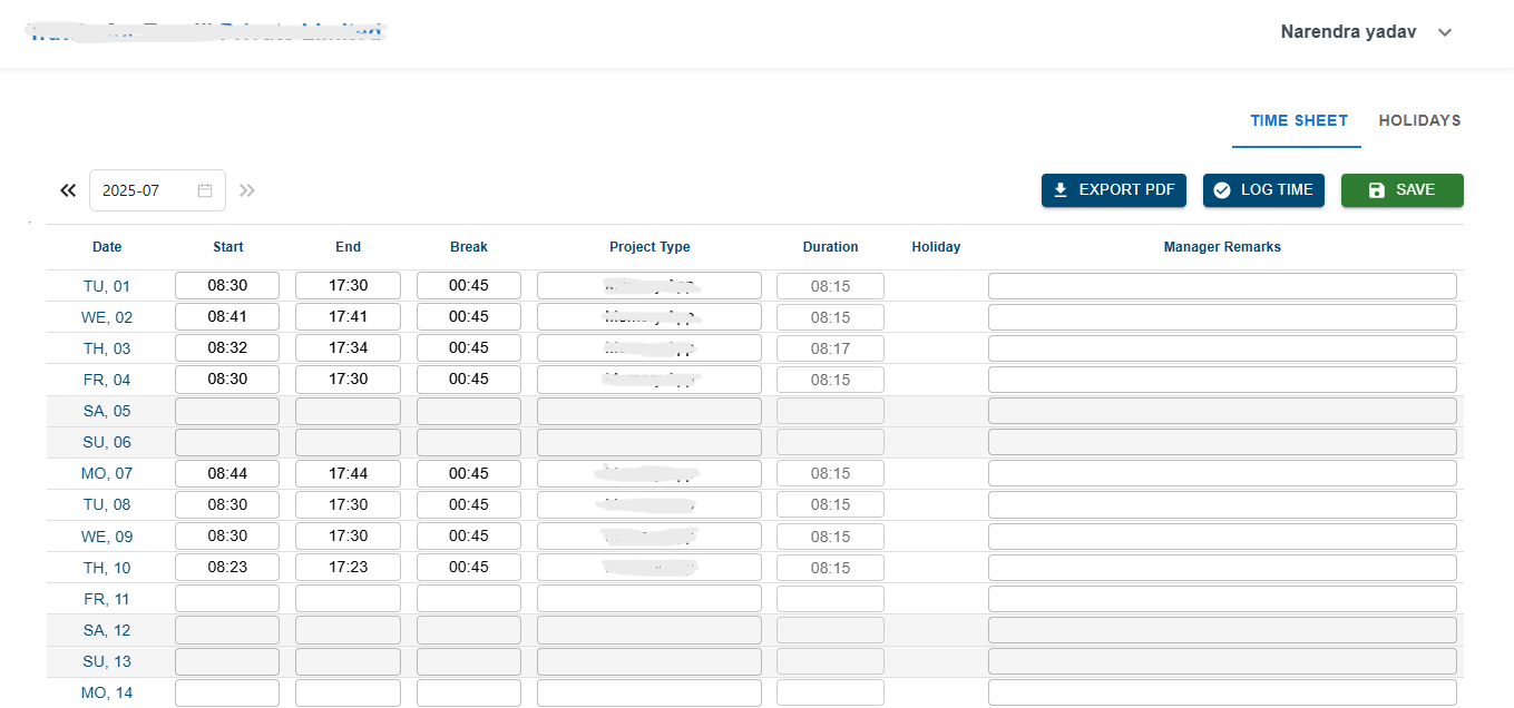Case Study: Time Management - Dashboard
